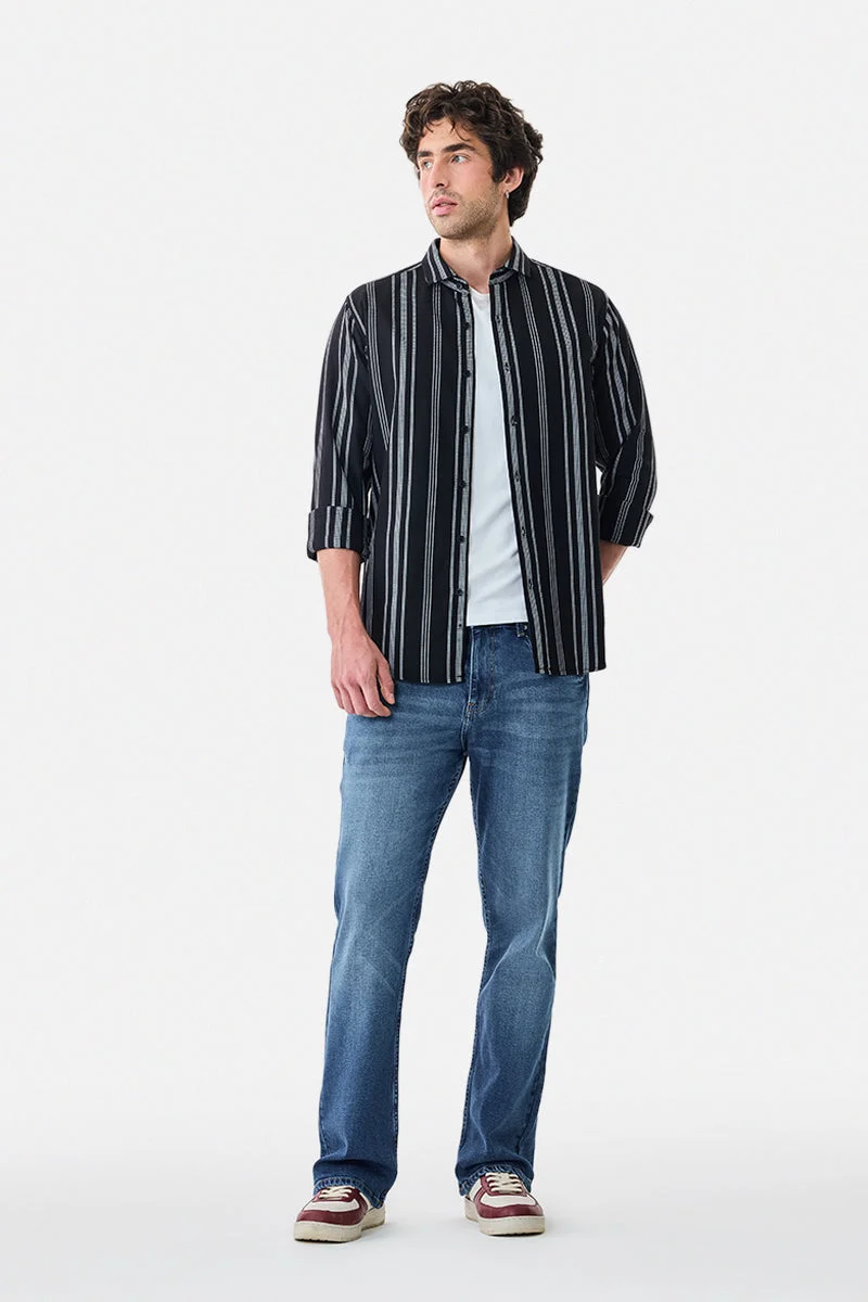 SNITCH 100% Cotton Stripes Slim Fit Shirt